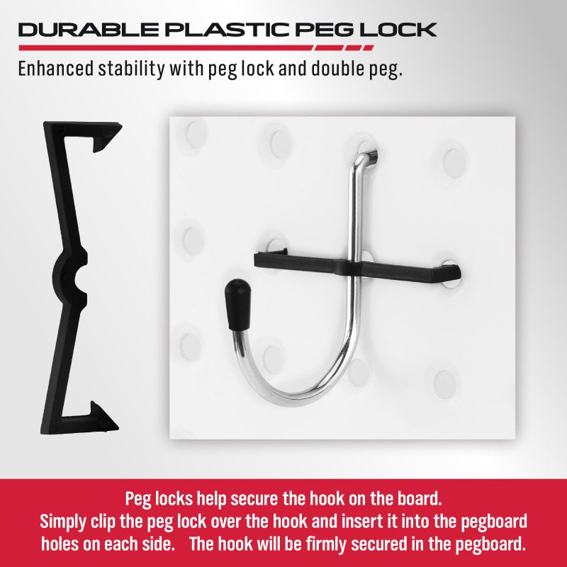 SEDY Pegboard Organizer Peg Board Hooks: 300-Piece Peg Board Hooks for Hanging for Tool Organization Durable Pegboard Hook Assortment Pegboard Accessories with Metal Hooks for Garage Workshop Craft Storage - Image 3